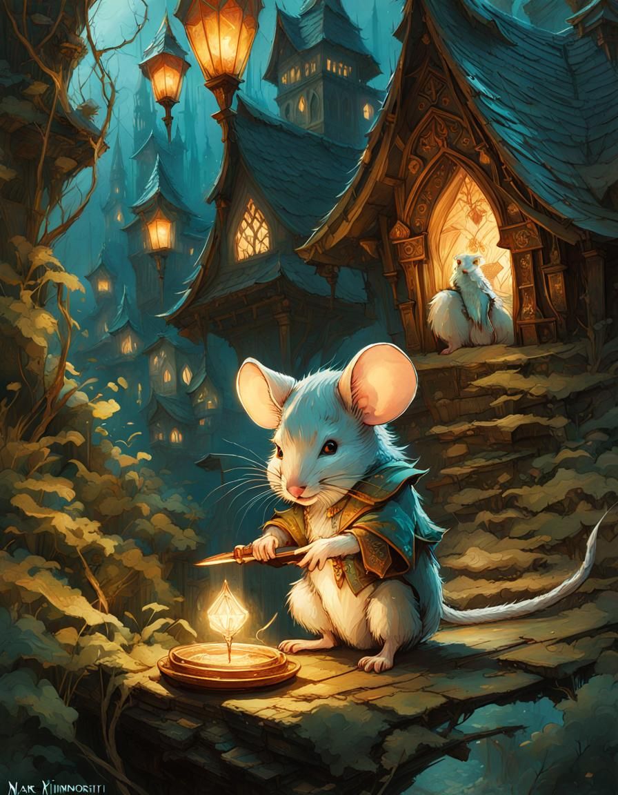 Wizard Mice Quest: Detailed Digital Painting