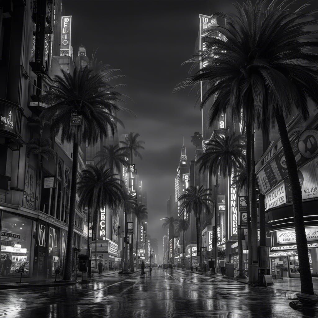 Lonely Night on Hollywood Boulevard: Matte Painting