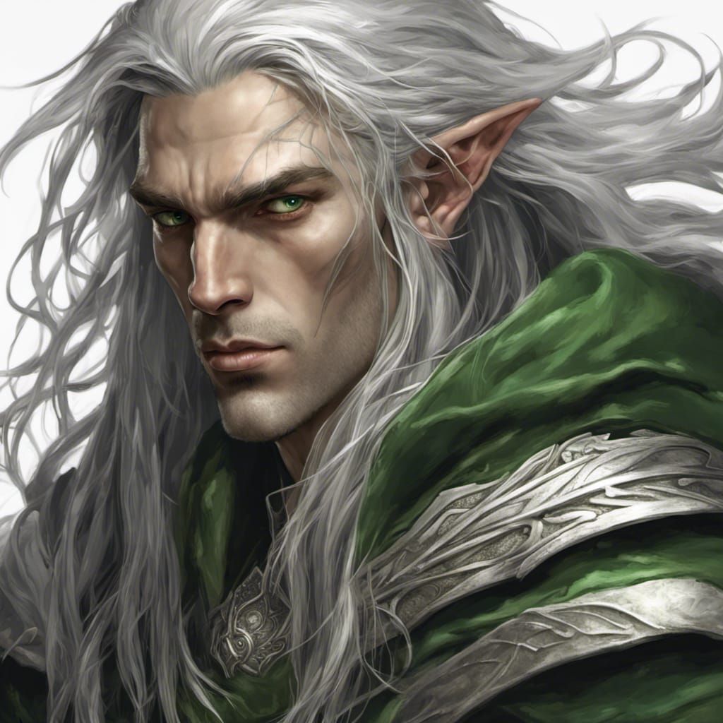 Elven Man Portrait in Dark Fantasy Style