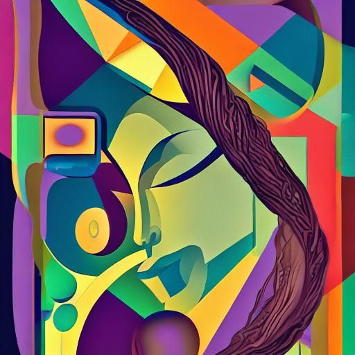 Intricate Alien Garden with Tide Pools in Cubist Style