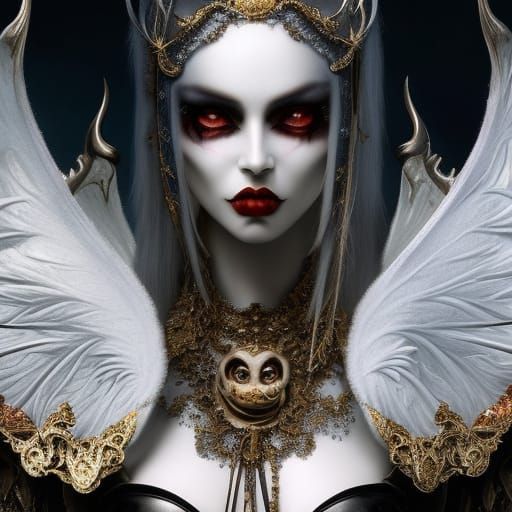 Eerie Vampire Portrait in Baroque Gothic Style