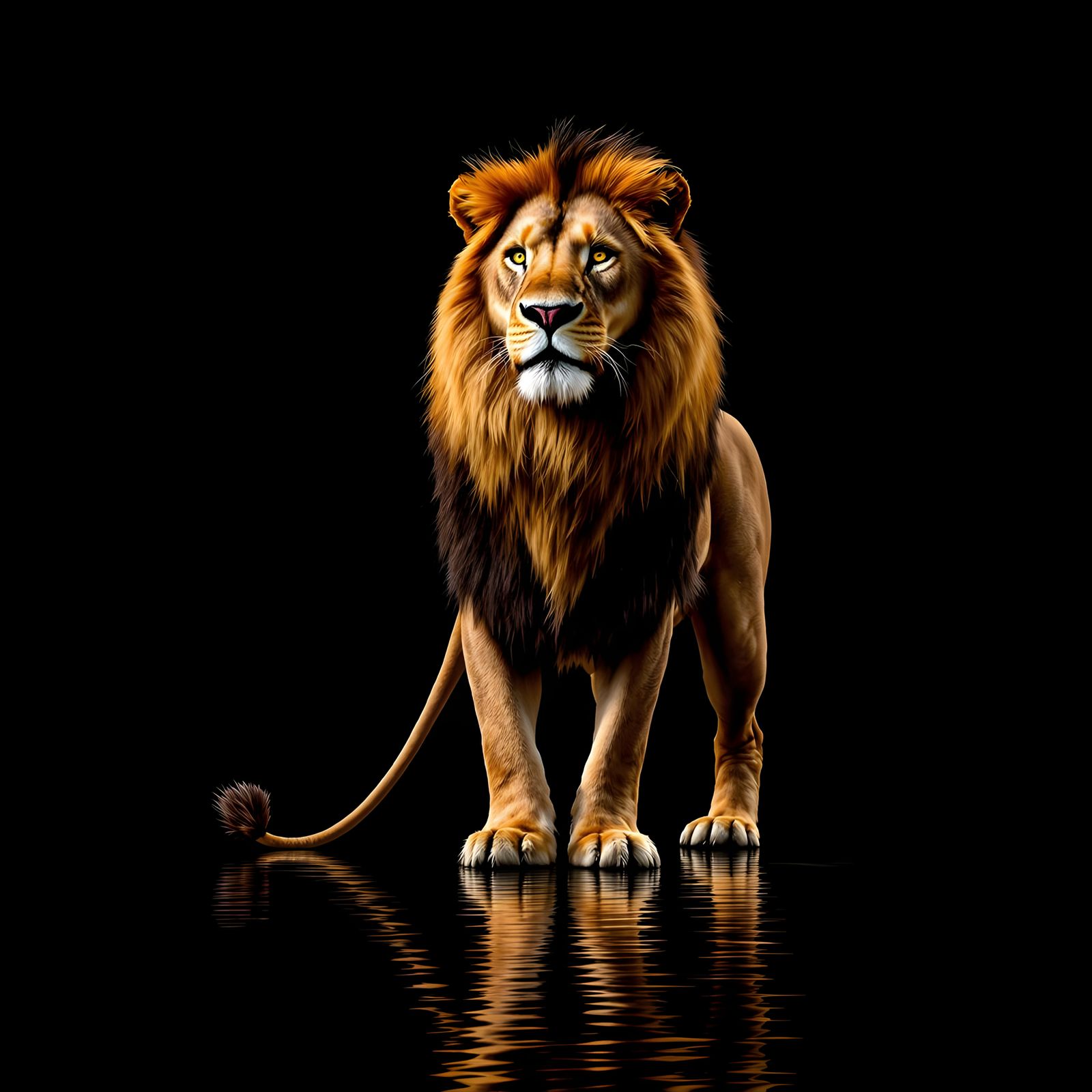 Majestic Lion Against Black Background