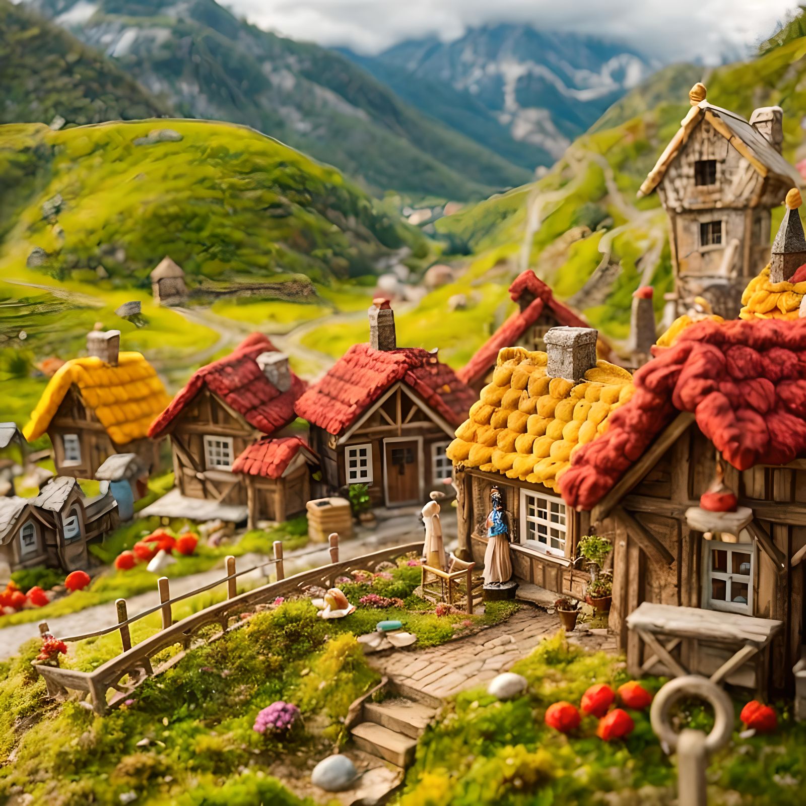 Colorful Woolen Village: A Masterpiece of Texture