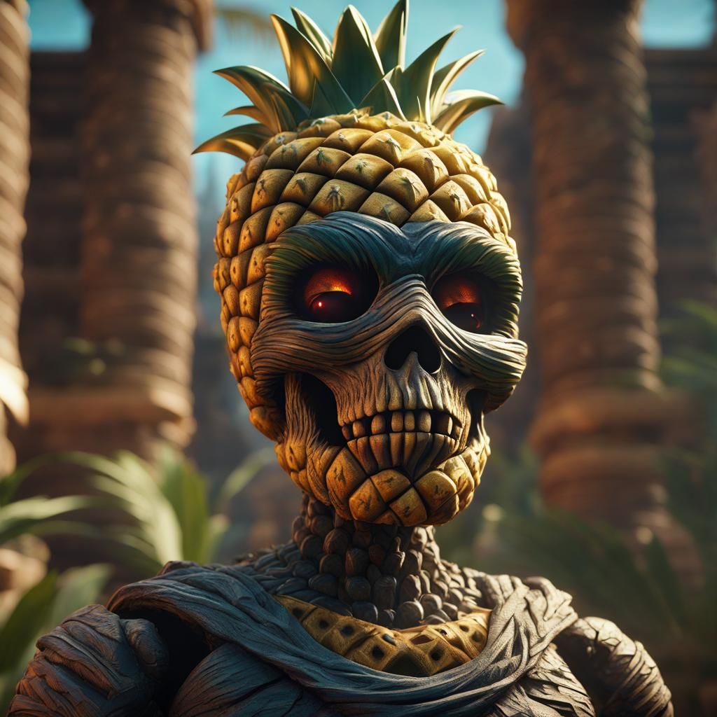 Mummy Pineapple Humanoid in Detailed Matte Painting
