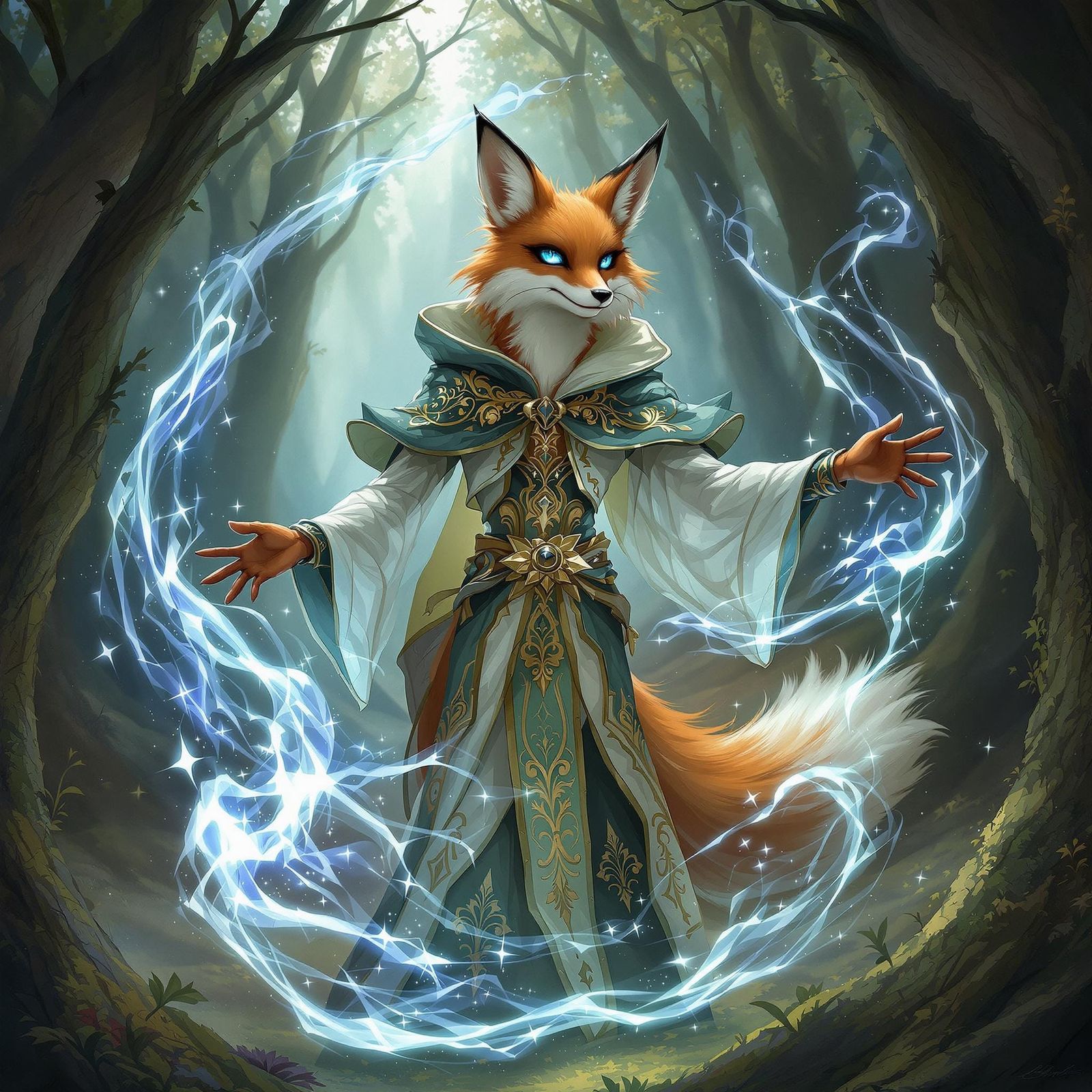 Sorcerous Fox in Whimsical High Fantasy Setting