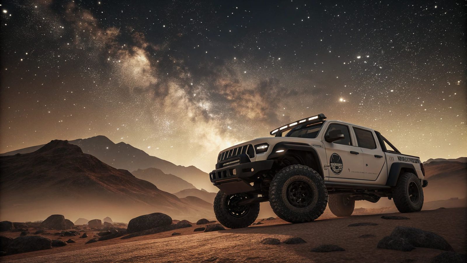 Off-Road Truck Under Starry Night Sky