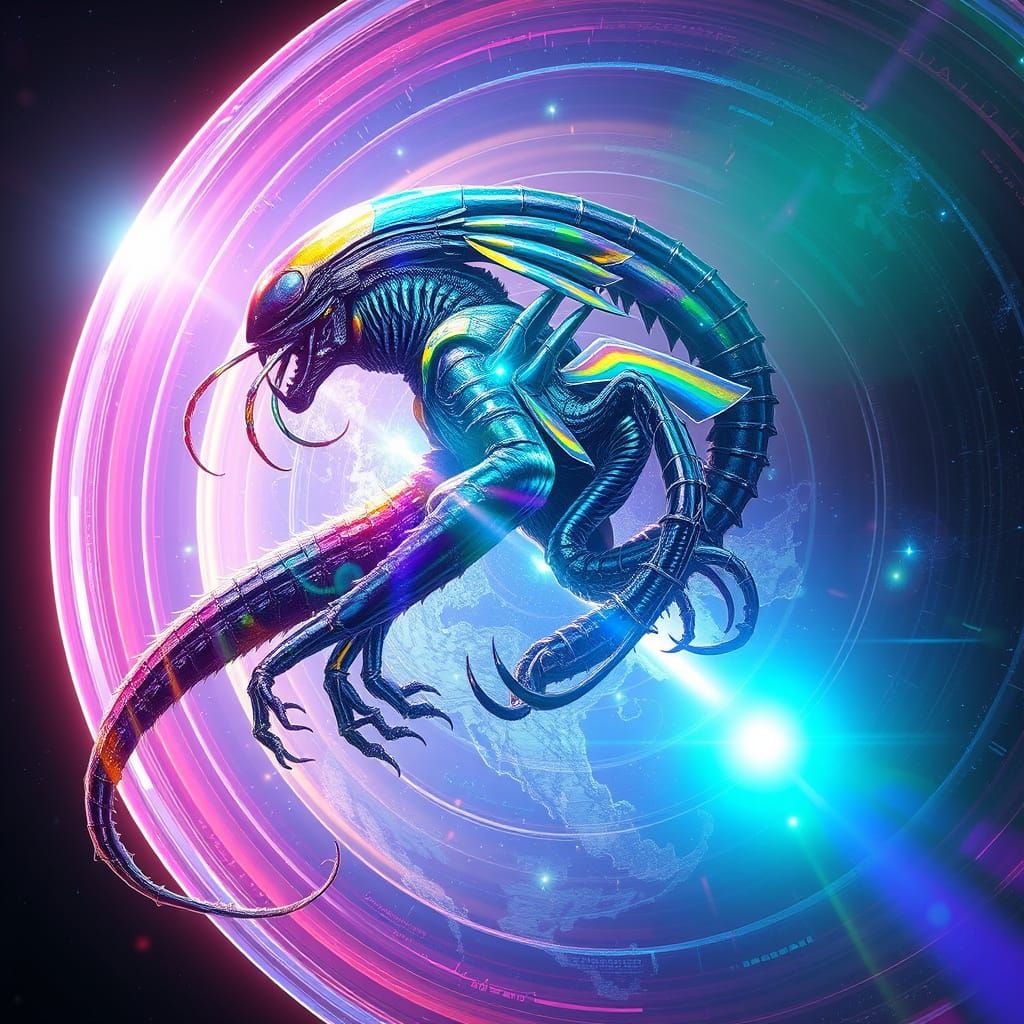 Ethereal Xenomorph Hybrid on a Prismatic Gas Planet