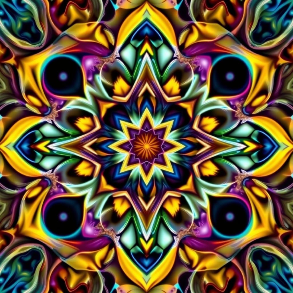 Vibrant Fractal Pattern in Cyberpunk Aesthetic