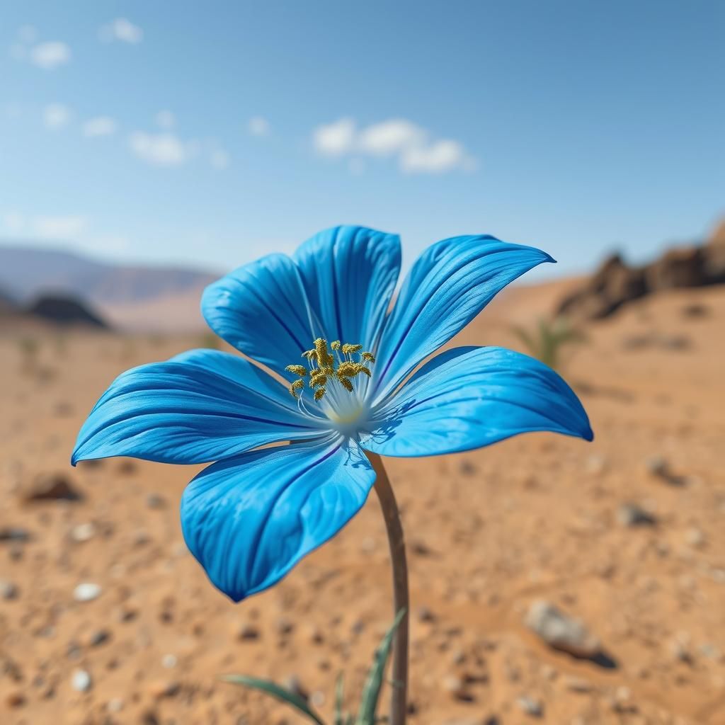 Blue Flower in Desert: Detailed Matte Painting