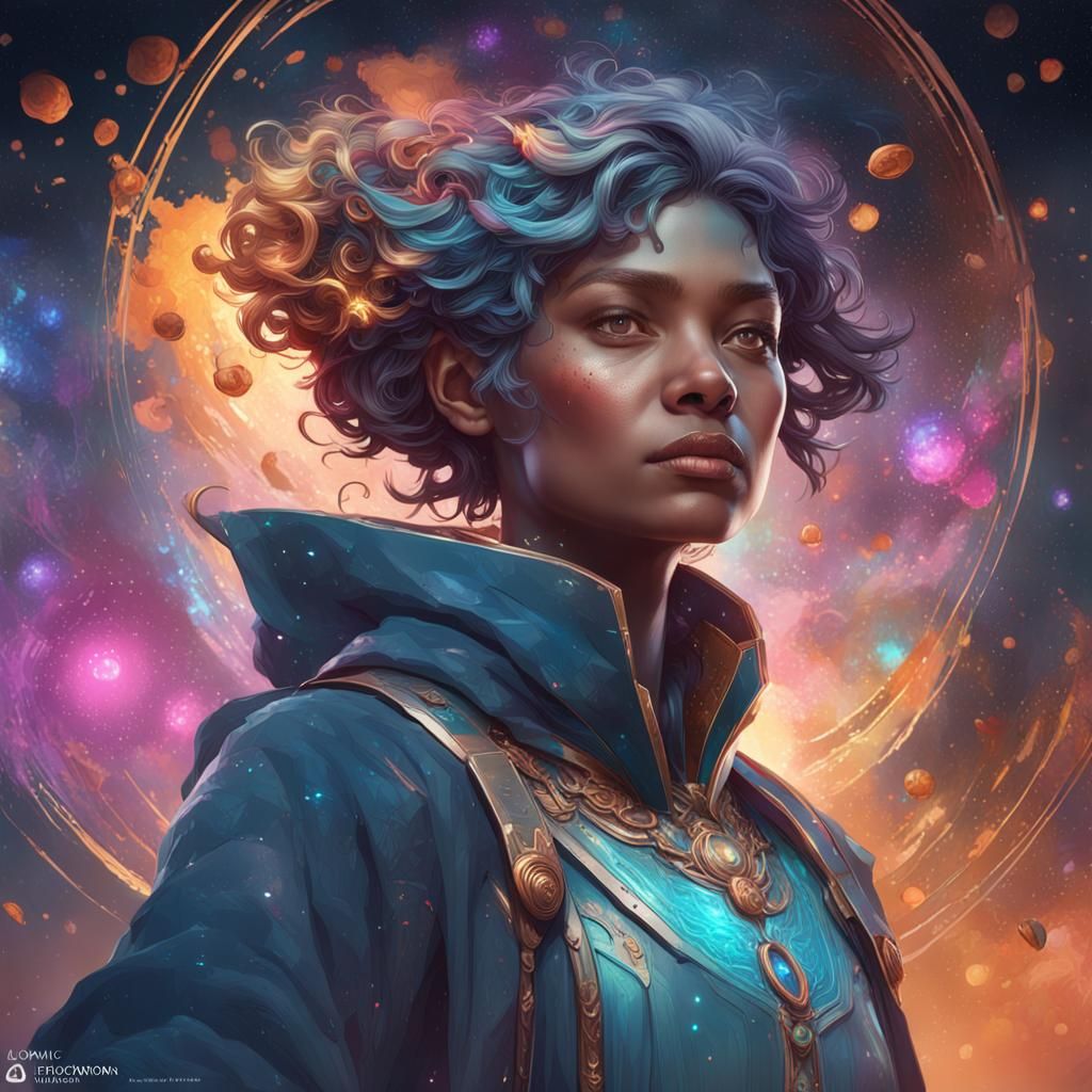 Hyperdetailed Cosmic Portrait in Dynamic Lighting