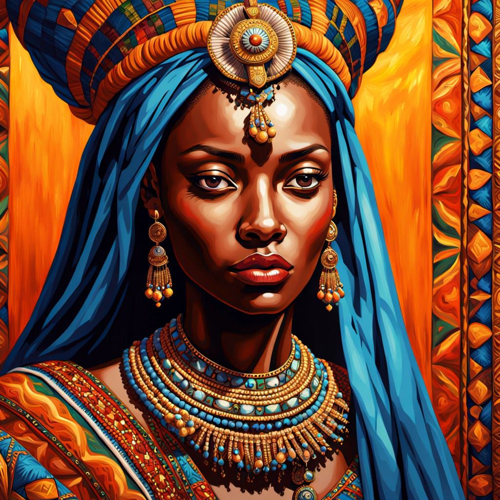 Regal Portrait of Queen Nandi in Traditional Zulu Attire