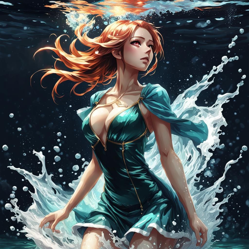 Anime Girl Profile in Hyperreal Splash Art