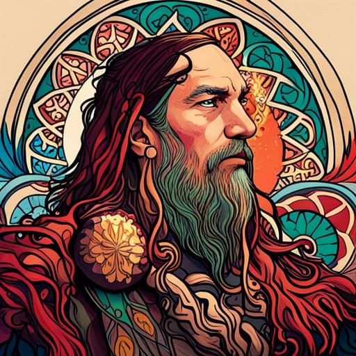 Viking Warrior Hippie: Psychedelic Art Nouveau