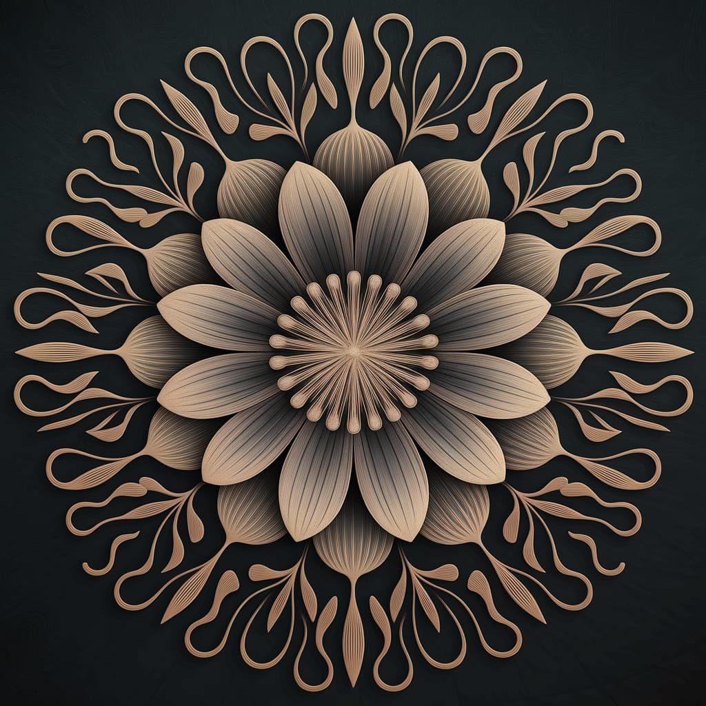 Abstract Floral Amber Texture in Primitive Style