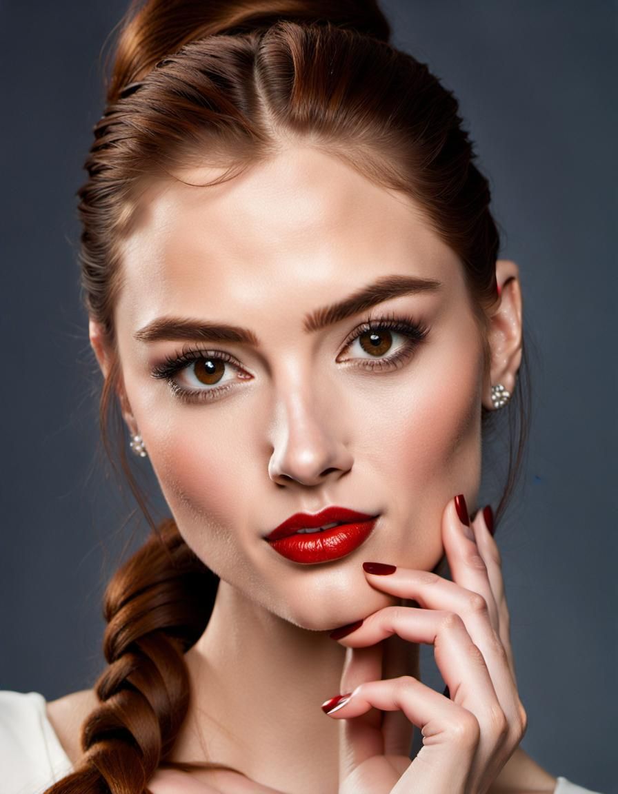 Portrait of a Pretty Girl with Copper Brown Hair