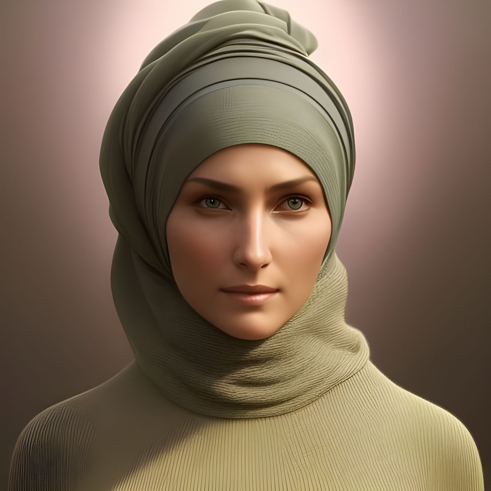 German Woman in Hijab: Hyperdetailed Portrait