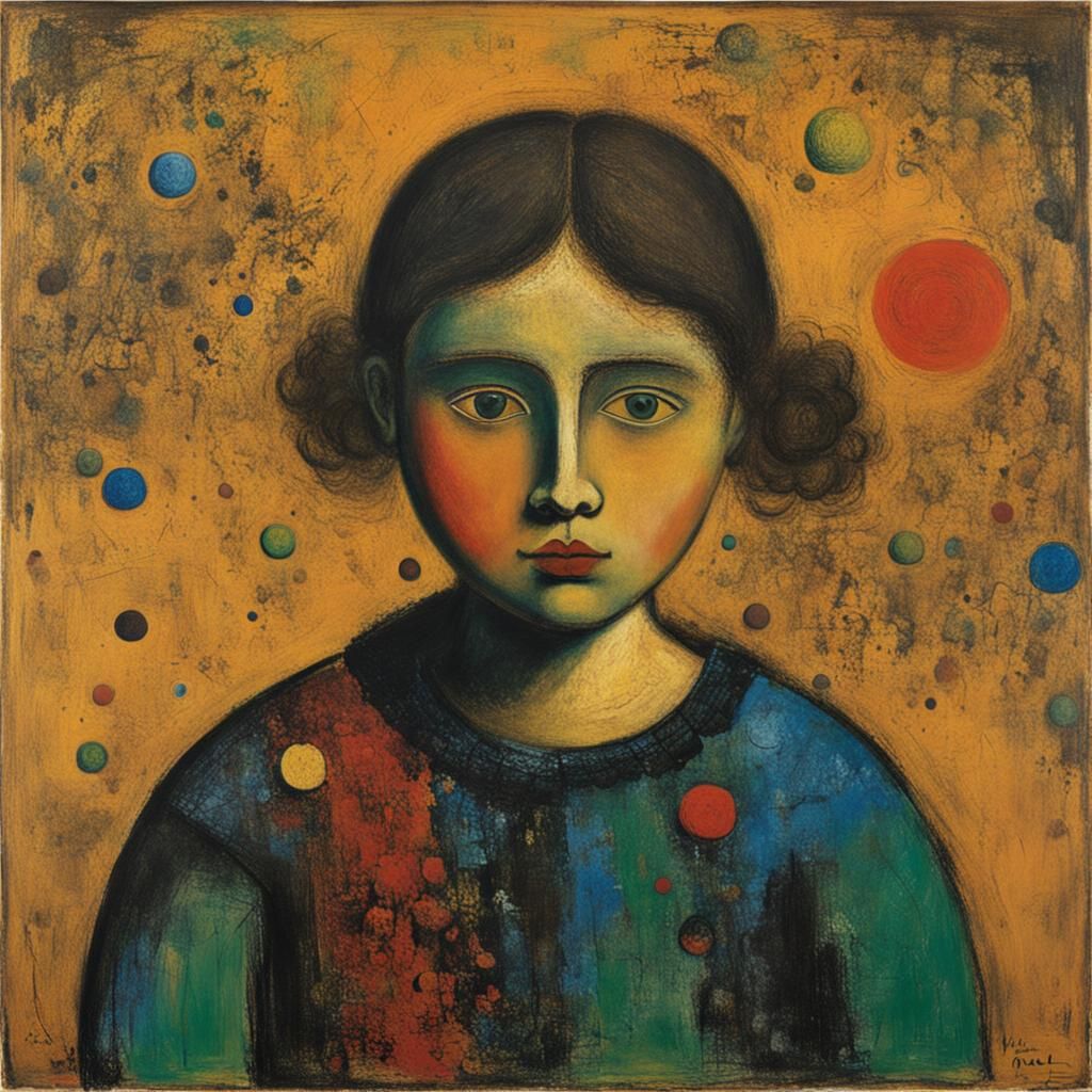 Surreal Girl Portrait in Abstract Style