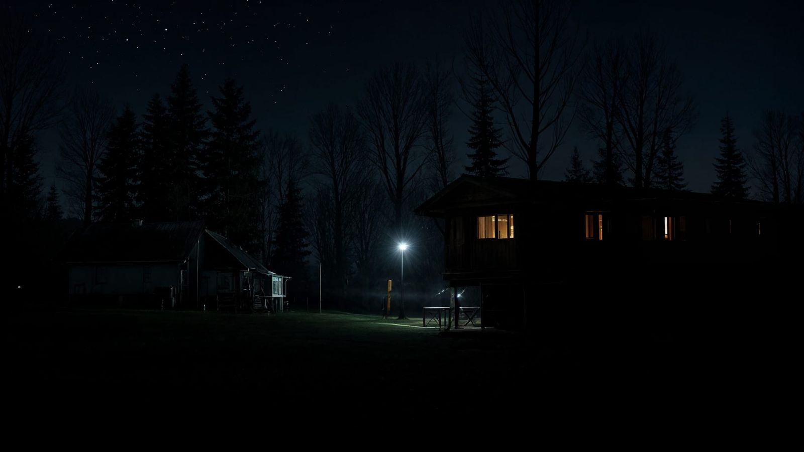 Cozy Darkness at Night: Military Base Exterior