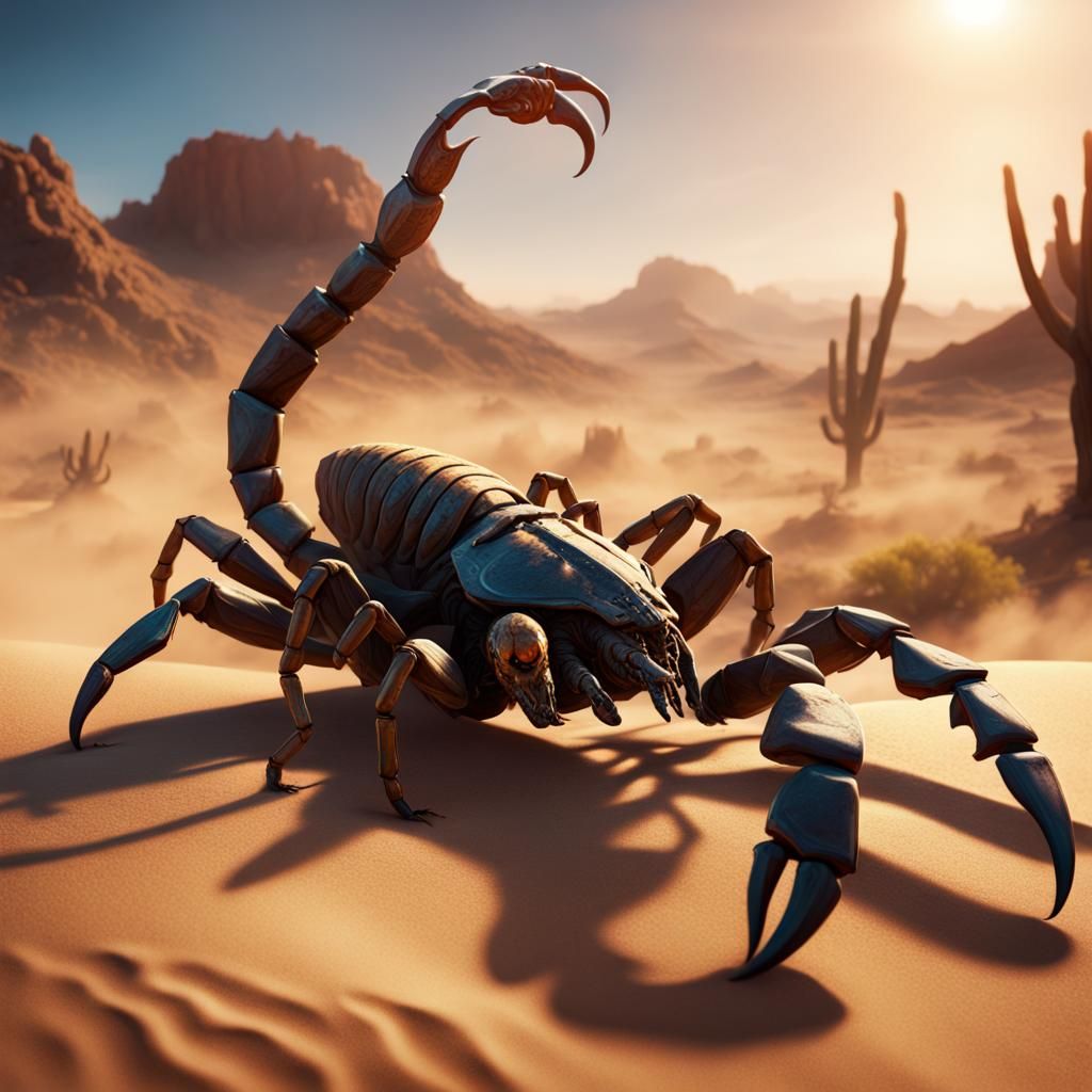 Scorpion in Desert: Detailed Matte Painting