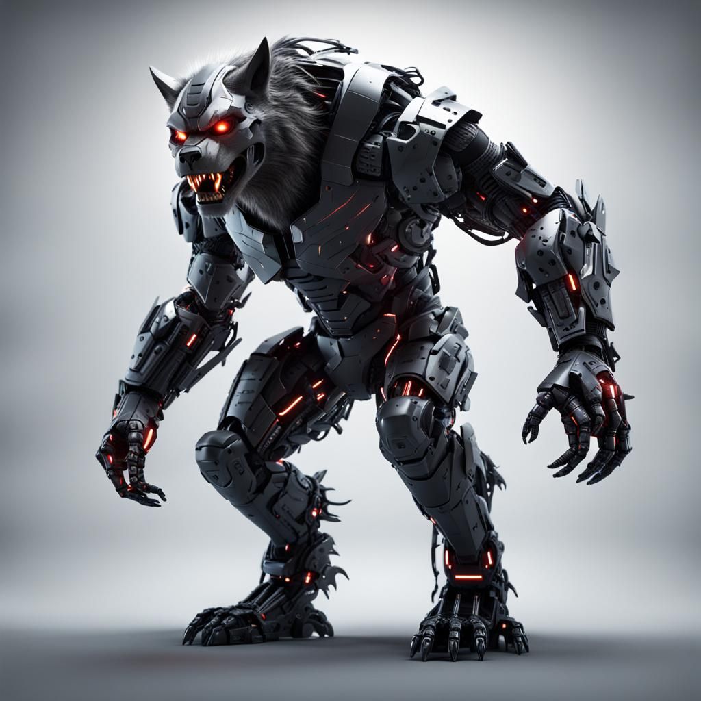 Apocalyptic Robot Werewolf in Hyperrealistic 3D