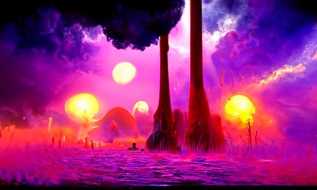 Rainbow Floral Being Dances in Space: Digital Painting