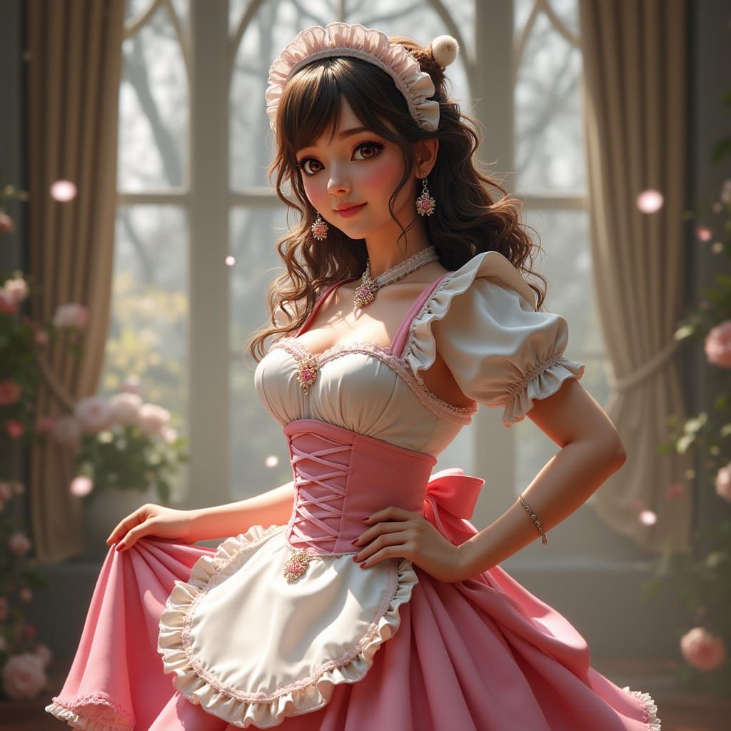 Maid Portrait with Intricate Embellishments