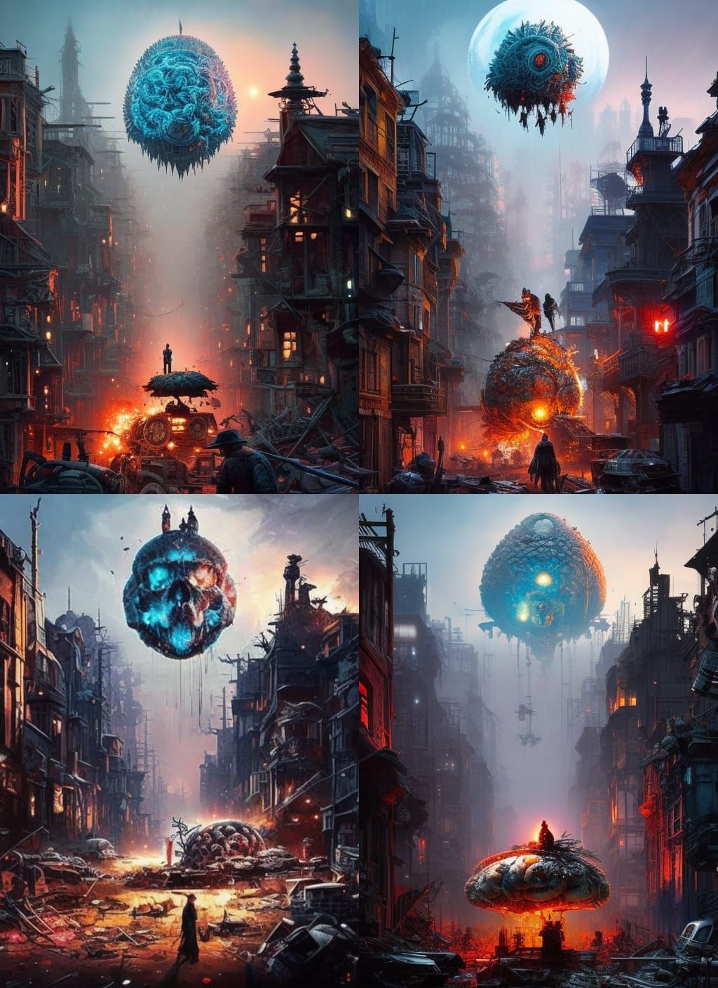 Brain Bug Explosion in Apocalyptic Cityscape