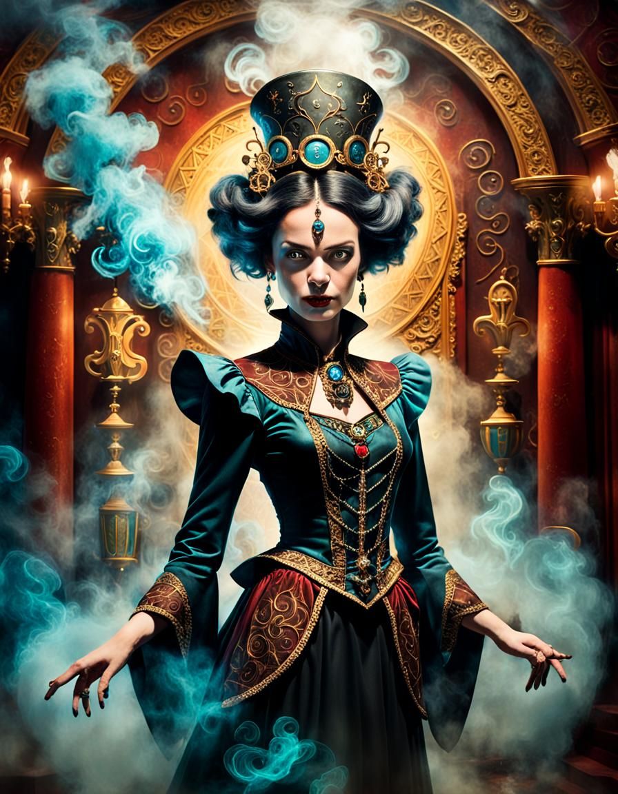 Mystical Magician Portrait in Pop Surrealism Style