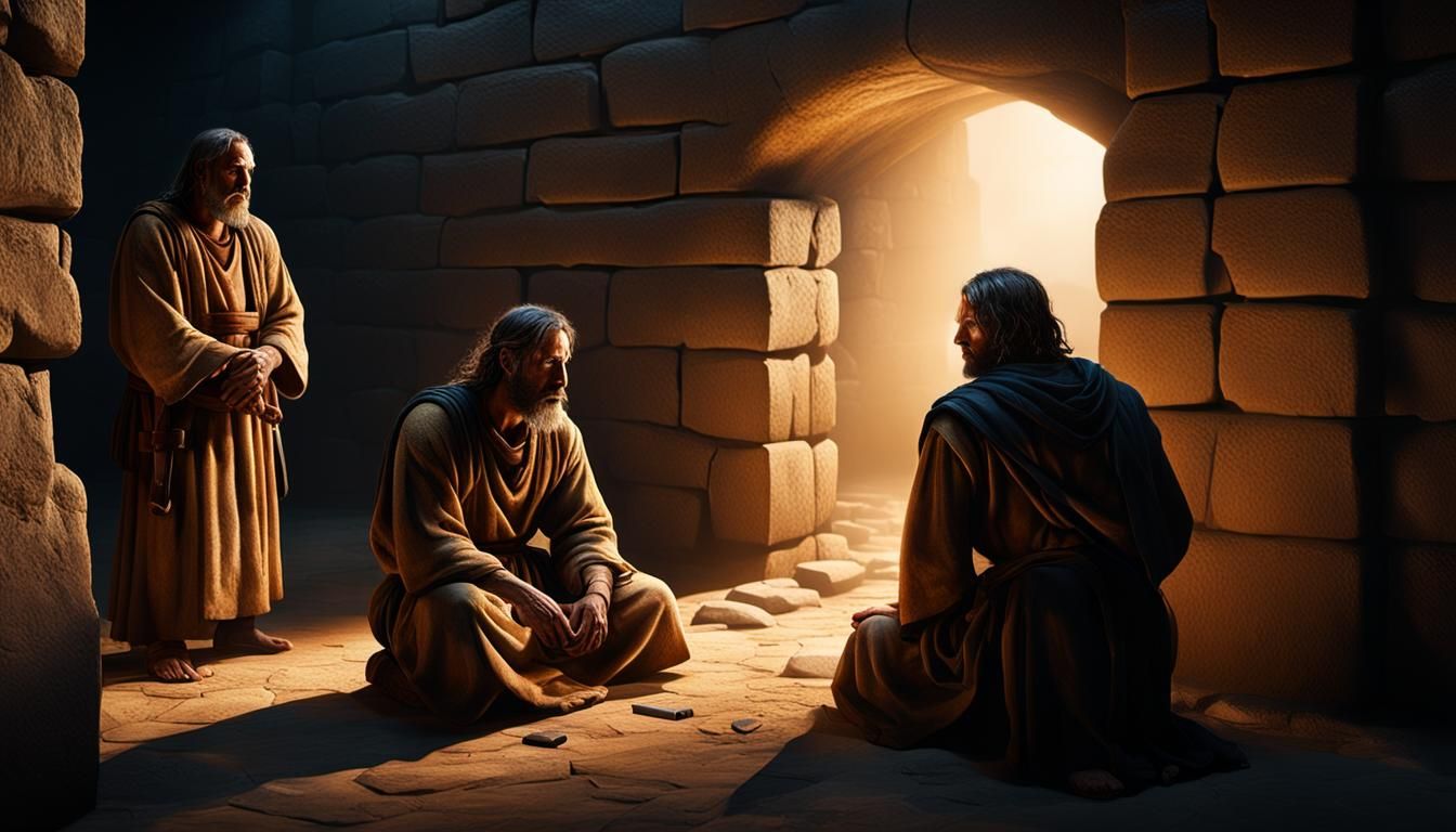 Biblical Captives in Ancient Cell: 8K Realism