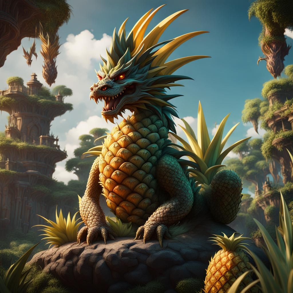 Fantastical Pineapple Dragon Concept Art