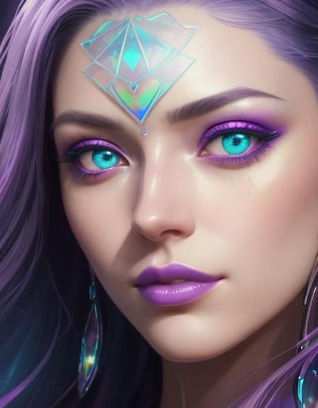 Ethereal Portrait of a young lady with multi chromatic holog...