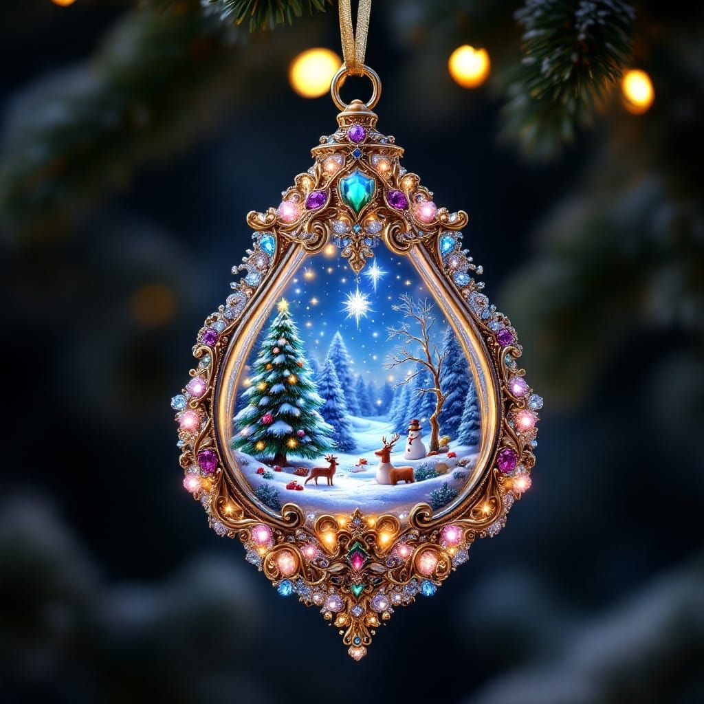 Ethereal Christmas Ornament Glows with Intricate, Sparkling....