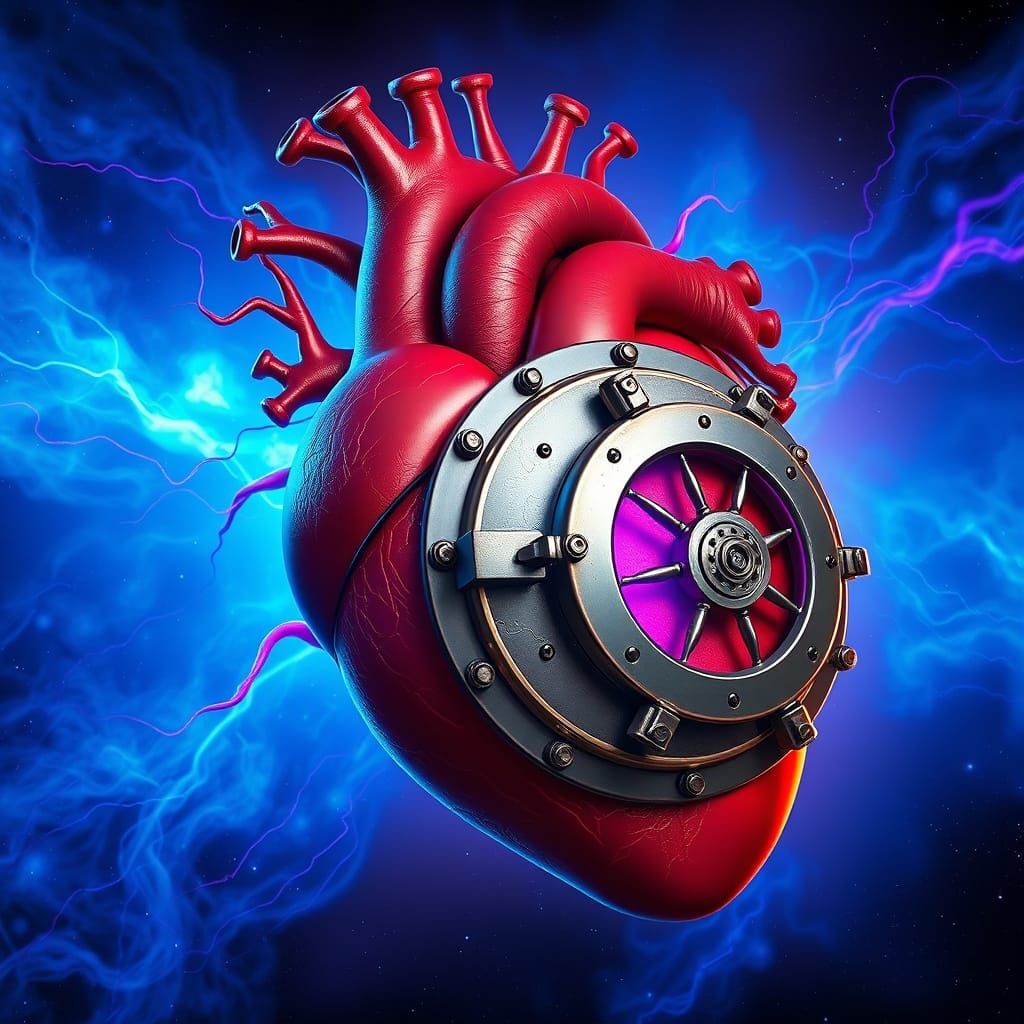 Surreal Heart Vault in Electric Blue Plasma