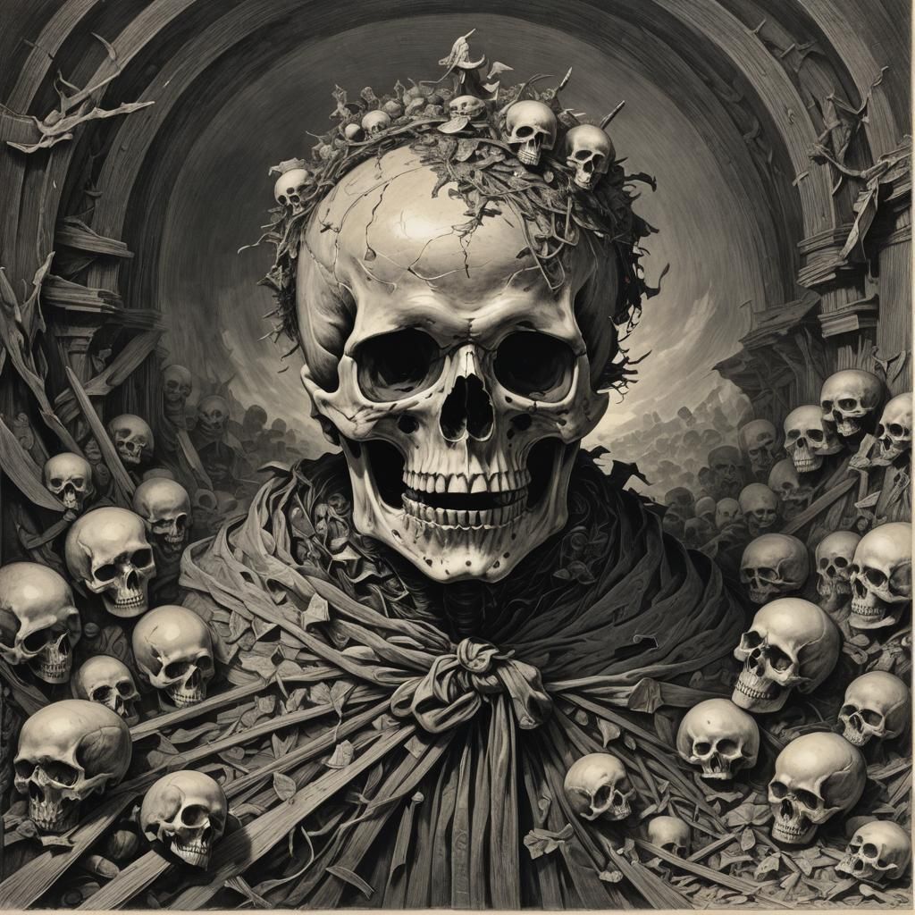 Poetic Oppression: Skull in Horror Style