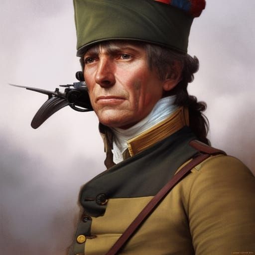 Revolutionary War Soldier Portrait in Art Nouveau Style