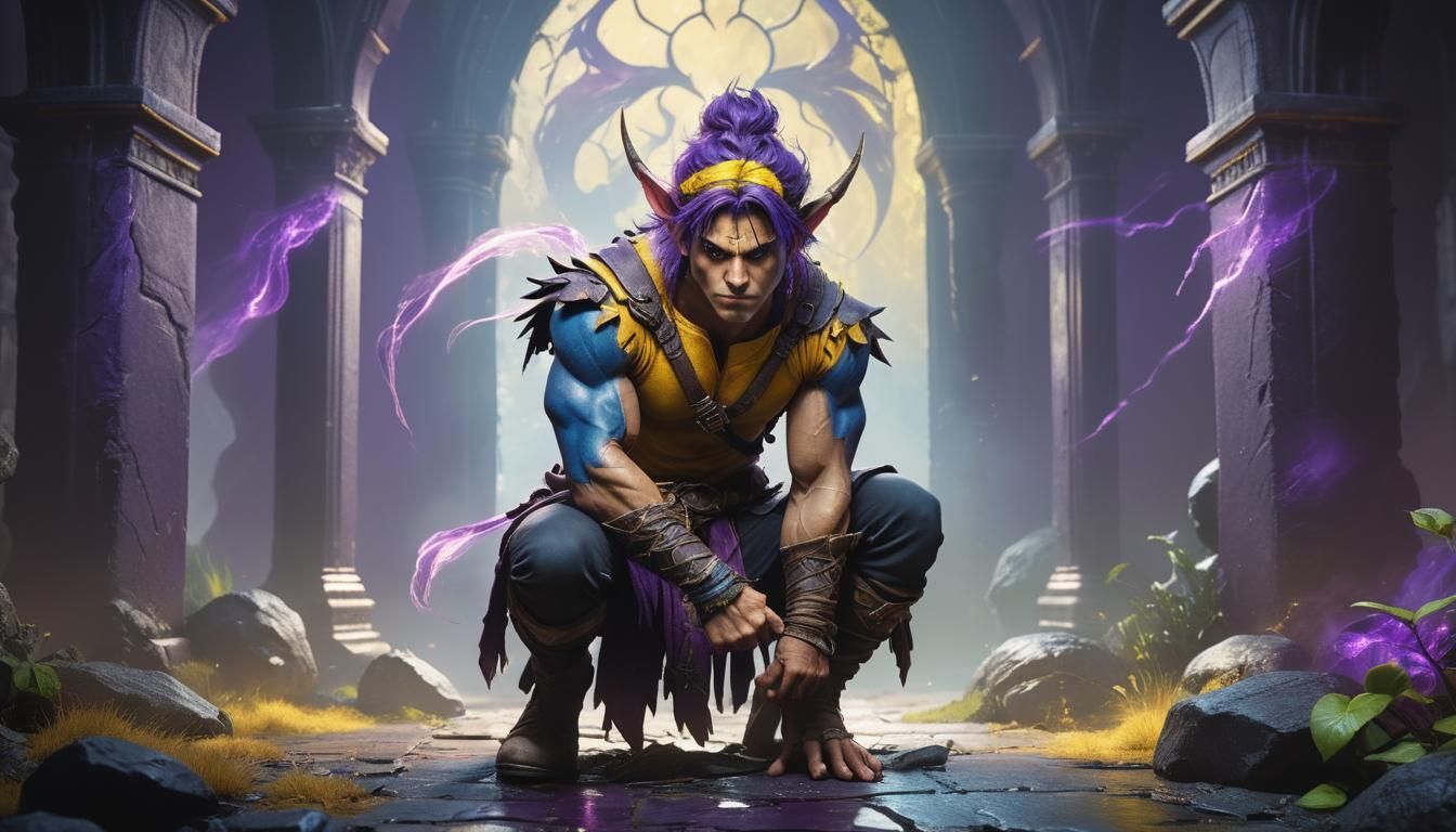 Grim Fae Warrior in Hyper-Realistic Dark Fantasy Scene