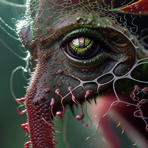 Frog-Bug Hybrid with Spider and Floral Elements