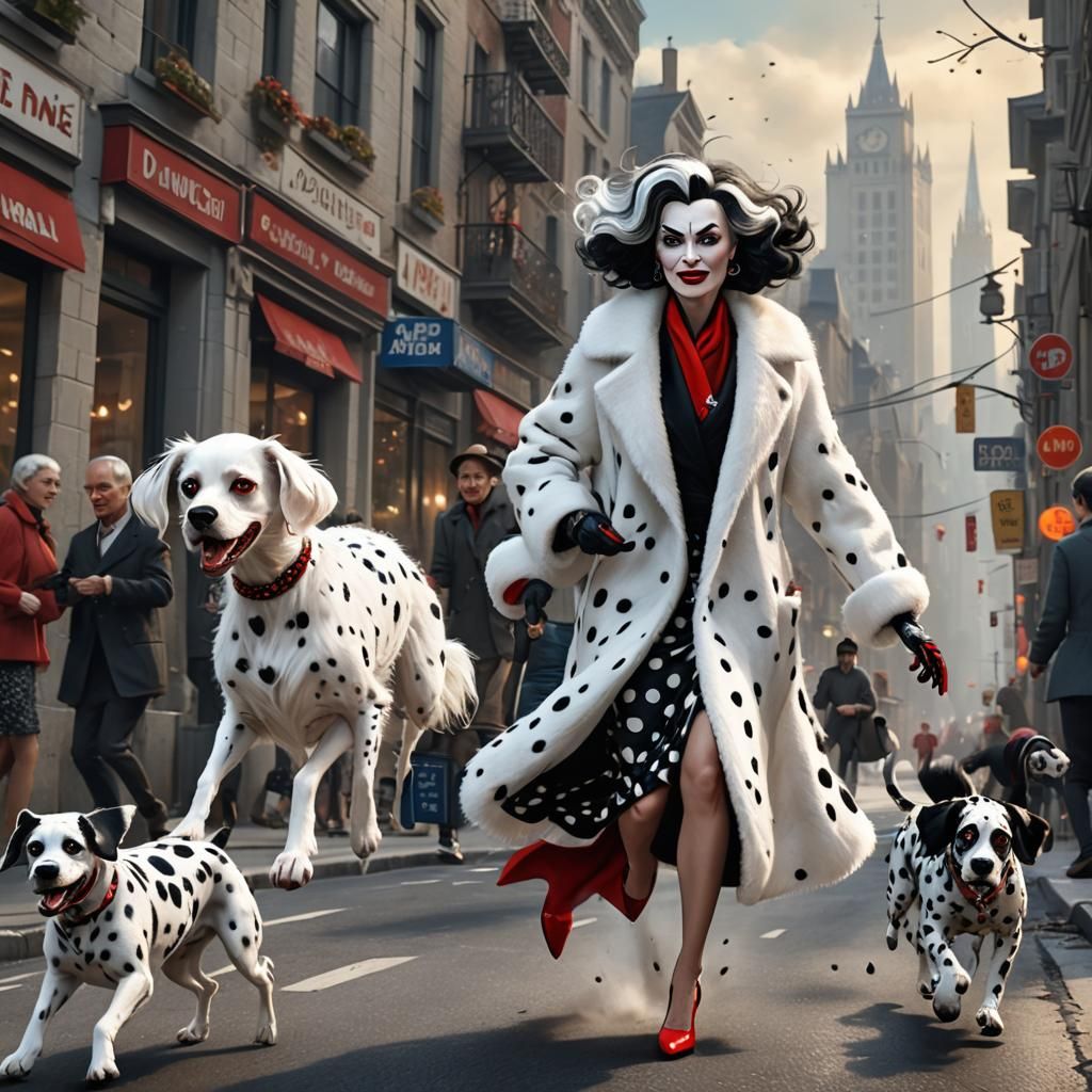 Dalmatian Puppy Chase: A Caricature in Digital Painting