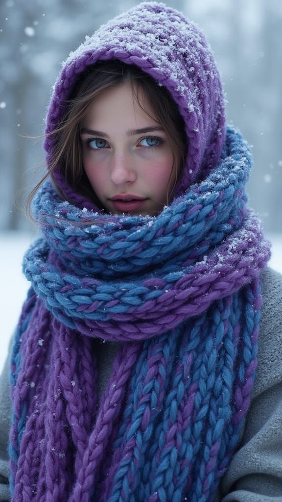 Serene Winter Scene in Whimsical Digital Style