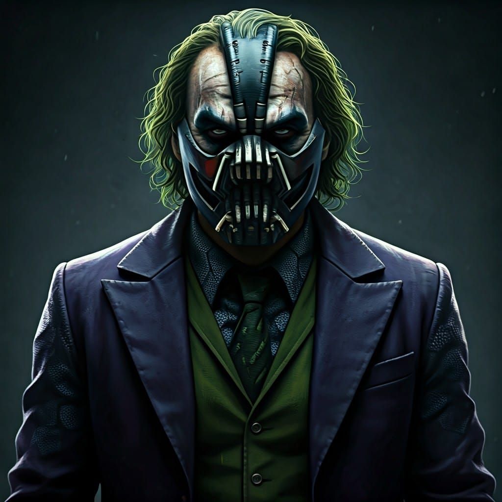 Brooding Joker as Bane in Hyper-Realistic Style
