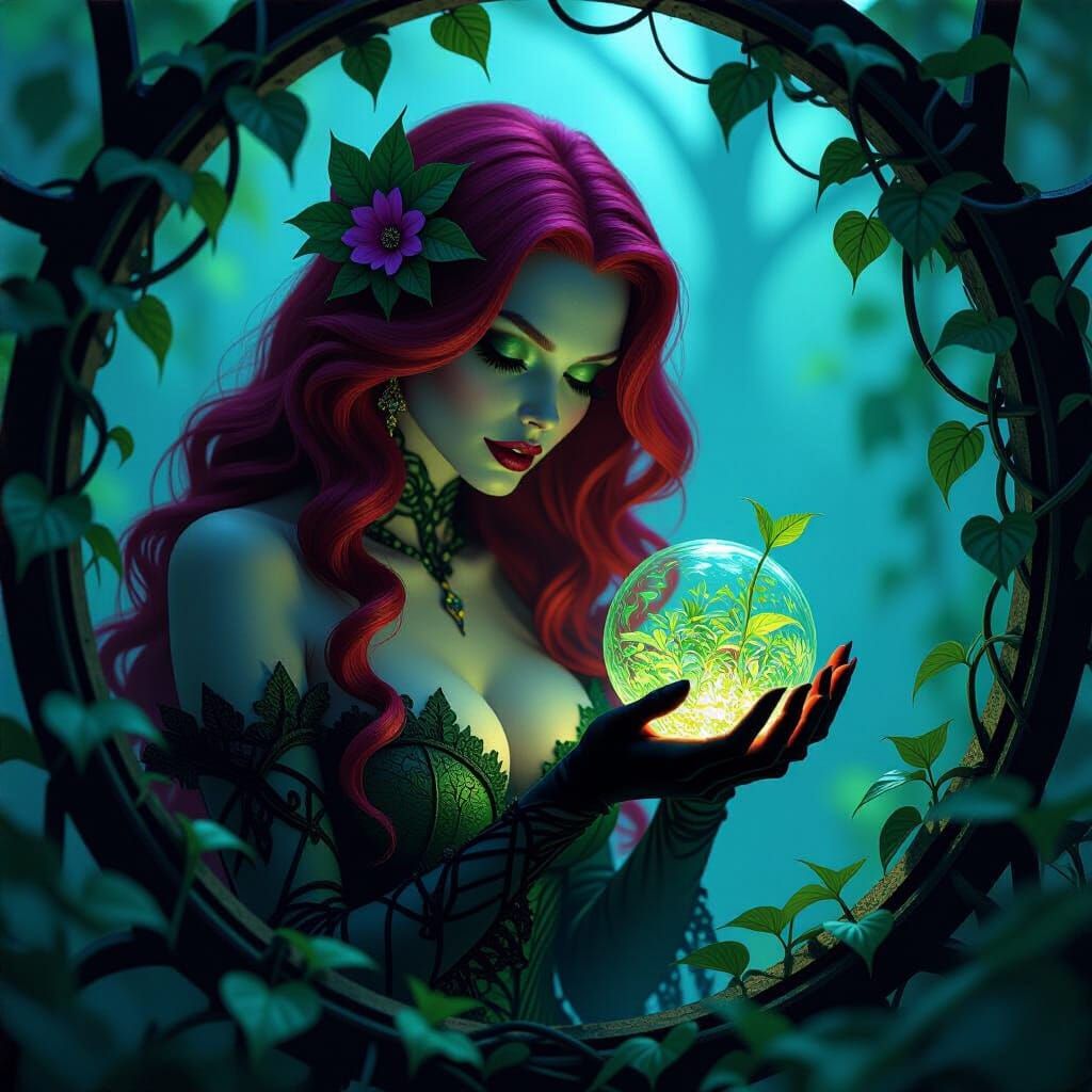 Gothic Poison Ivy Cultivates Bioluminescent Flora