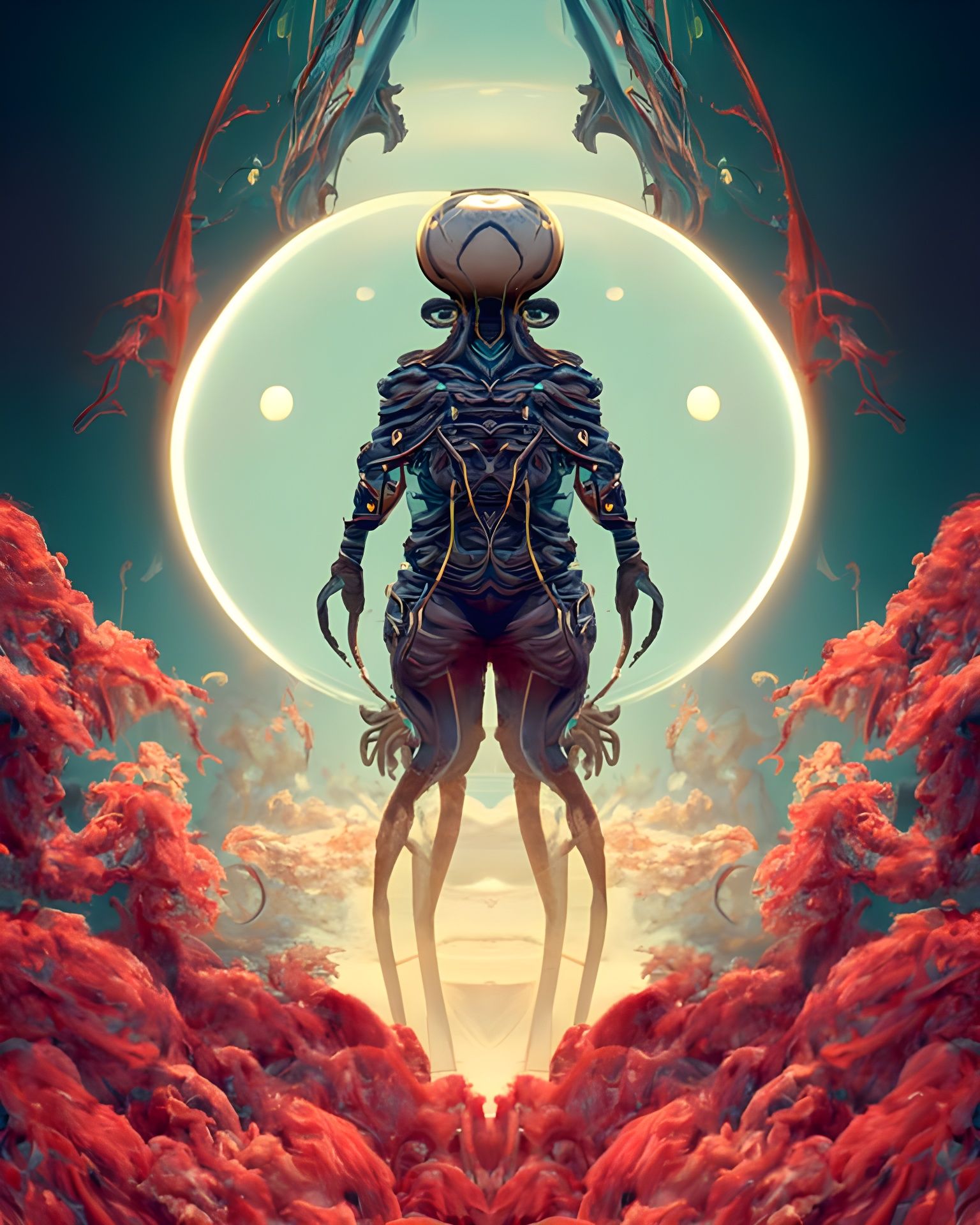 Eldritch Creature on Alien Moon, Hyperrealistic Art