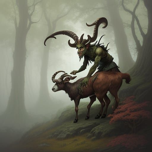 Mystical Pan Creature Emerges from Frazetta-Inspired Fantasy