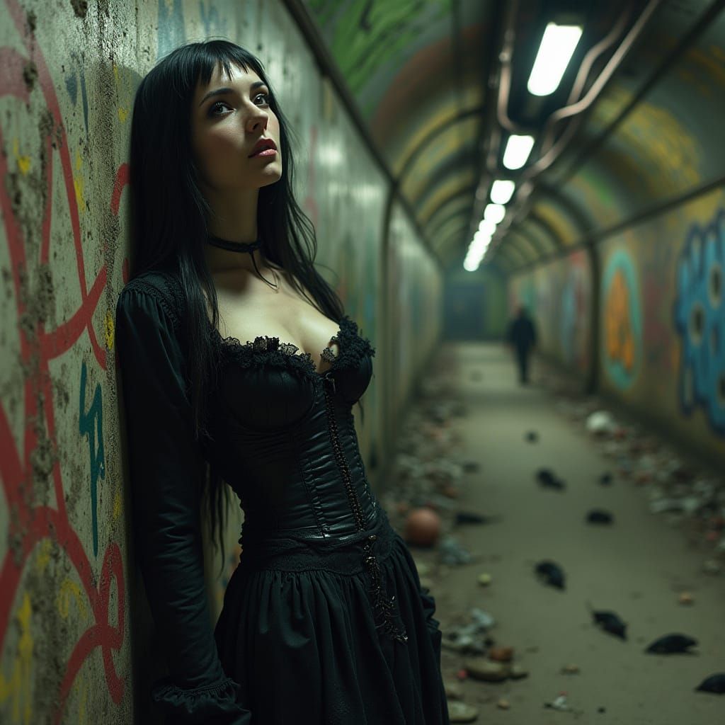 Nosferatu Vampire in Abandoned Subway: Dark Realism