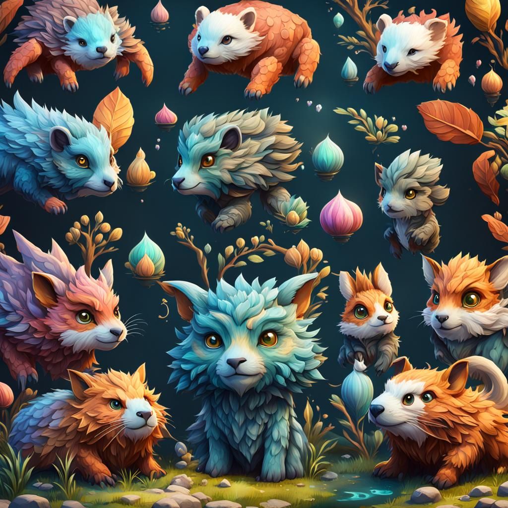Cute Fantasy Animals in Detailed Matte Painting