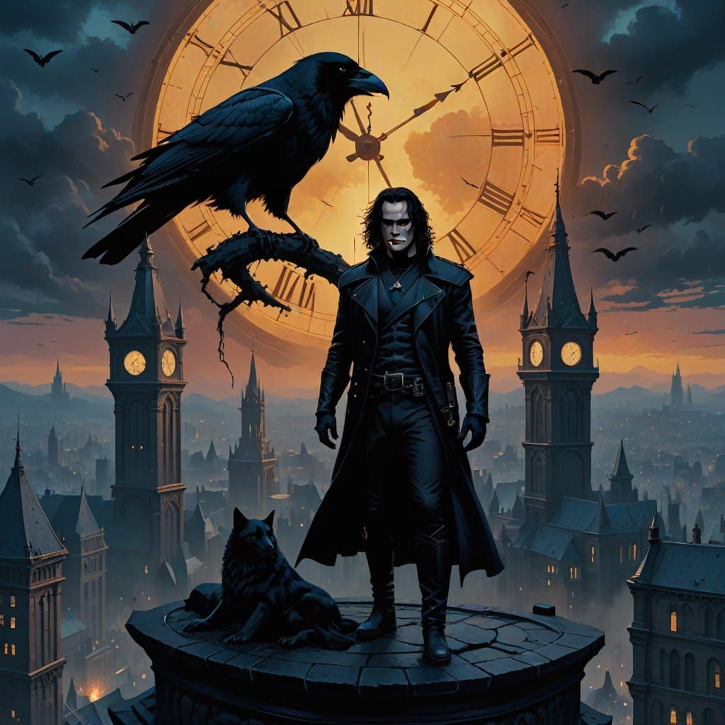 Gothic Clock Tower Silhouette in Eternal Night