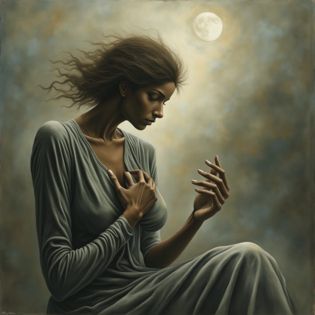 A Contemplative Woman in Soft, Ethereal Light