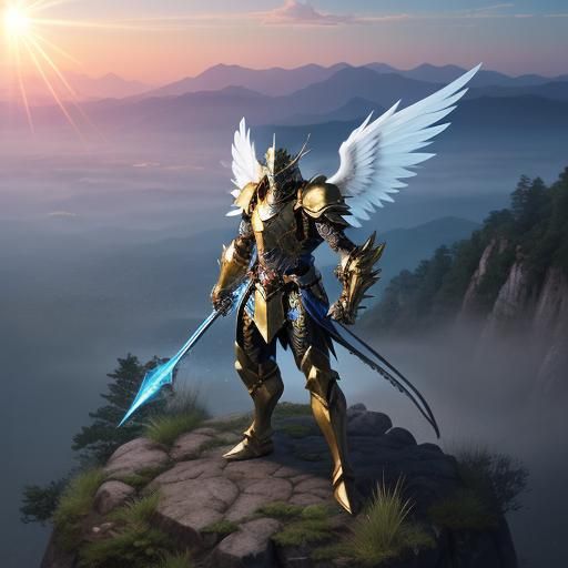 Holy Warrior Shurato Overlooks Mystical Landscape in Anime S...