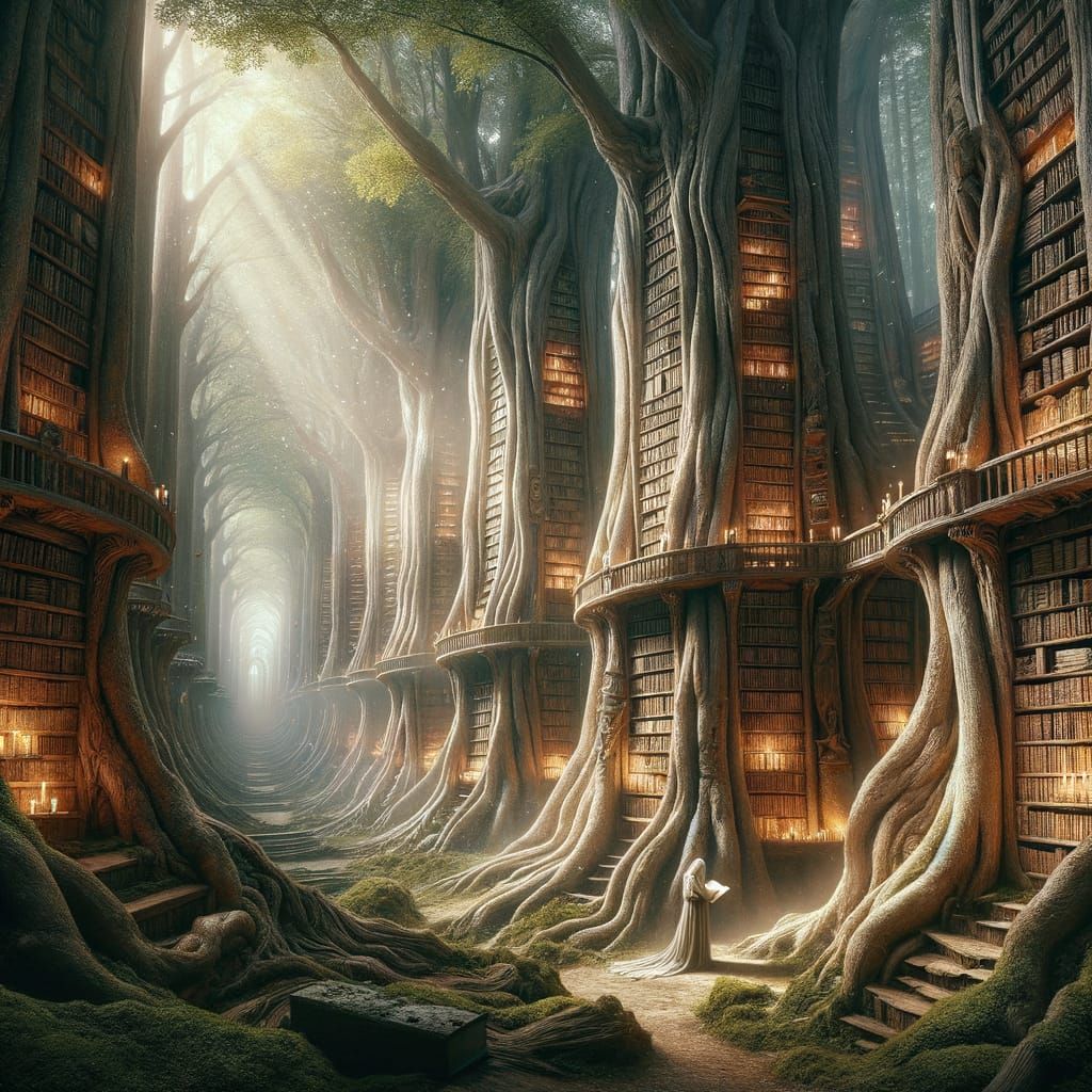 Ancient Forest Library: Nature and Architecture United