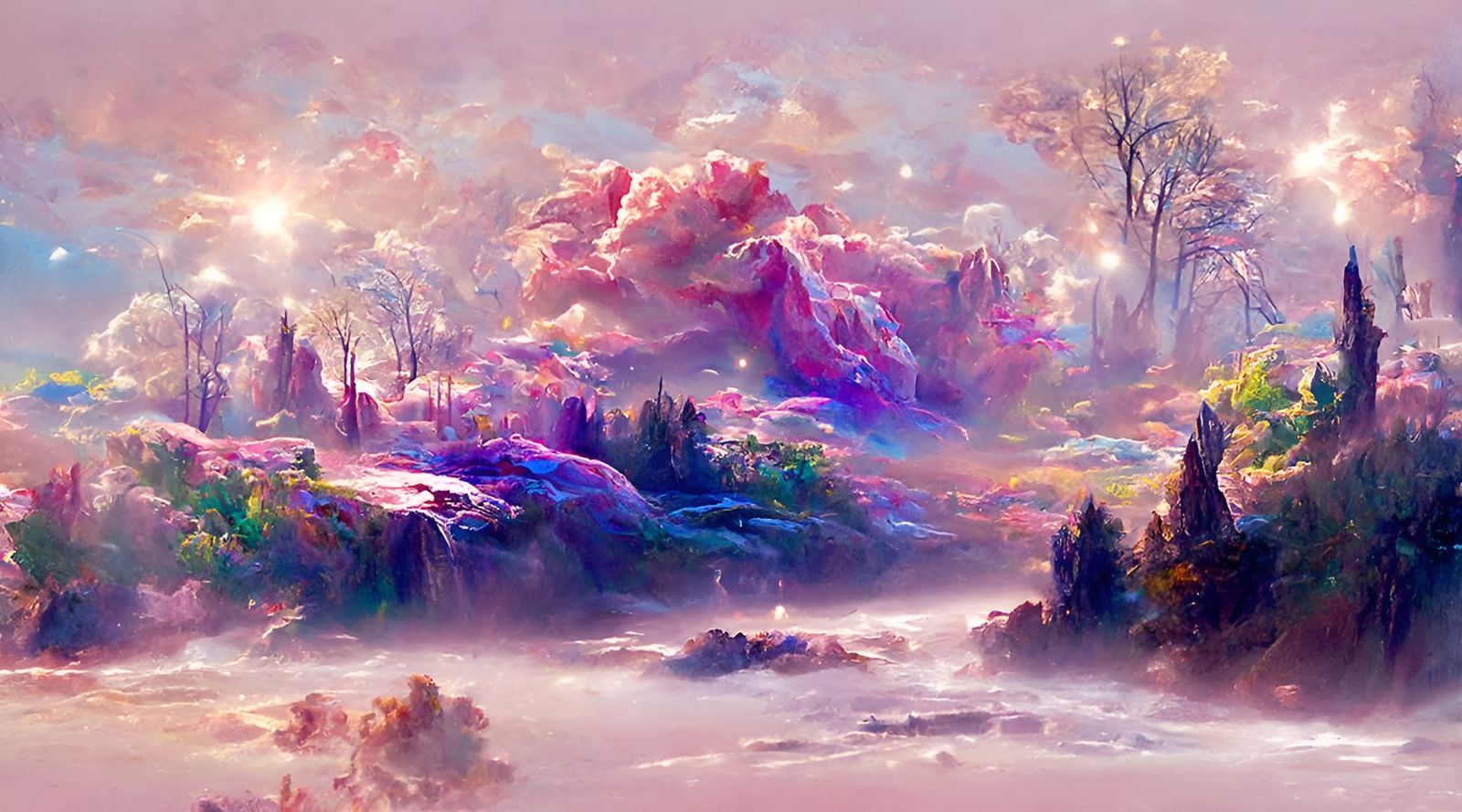 Ethereal Dreamscape: A Cosmic Landscape Painting